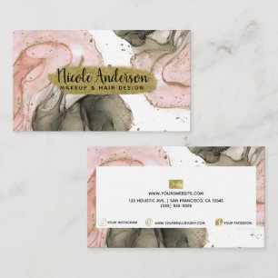 Tarjeta De Visita Fantasia Glam Rosa Negro Dorado Etéreo Malhumorado