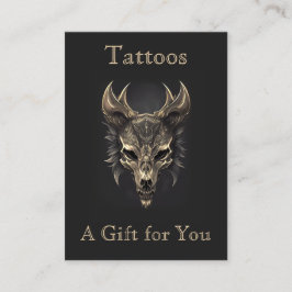 Tarjeta De Visita Fantasía gótica Wolf Skull Regalo negro y oro