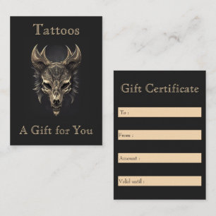 Tarjeta De Visita Fantasía gótica Wolf Skull Regalo negro y oro