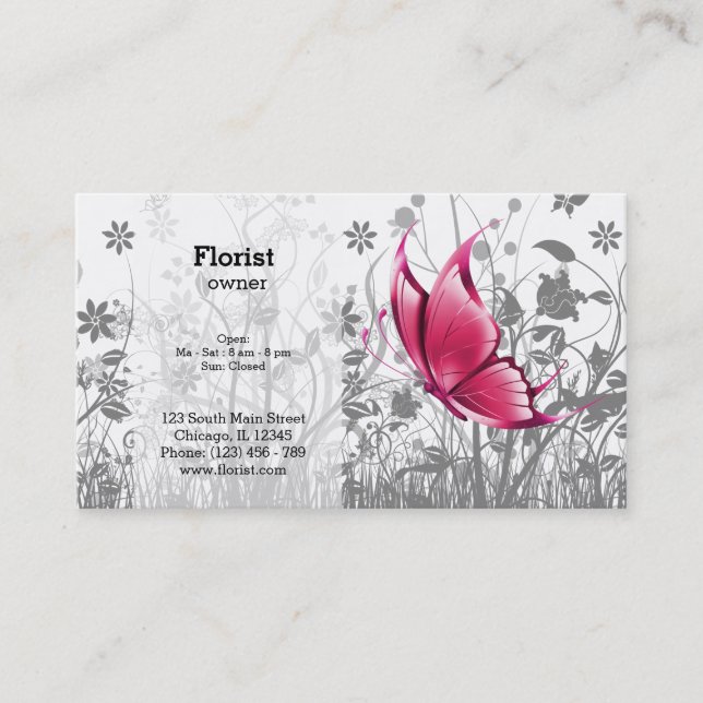 Tarjeta De Visita Fantasía mariposa * elegir color de fondo (Anverso)