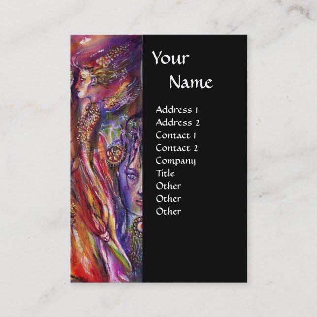 Tarjeta De Visita Fantasía negra rosa púrpura VIVIL Y MERLIN (Anverso)