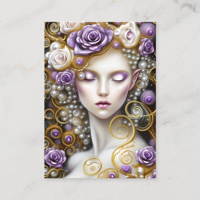 Tarjeta De Visita Fantasía Pintura SciFi Exquisito Oro Delicado y (Anverso)