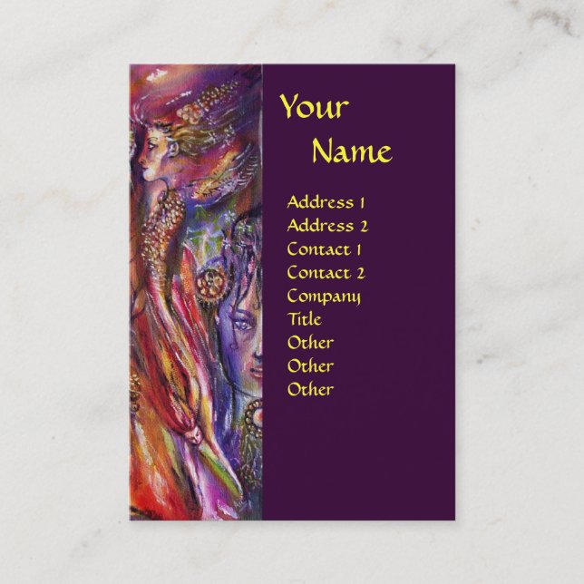 Tarjeta De Visita Fantasía Púrpura Azul Rosa VIVIENE Y MERLIN (Anverso)