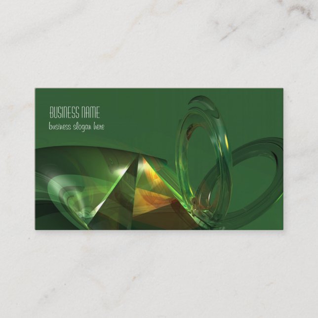 Tarjeta De Visita Fantasía verde elegante del extracto 3D (Anverso)