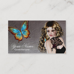 Tarjeta De Visita Fantasy Brunette Butterfly Woman Business Card