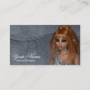 Tarjeta De Visita Fantasy Redhead Fairy Bonito Business Card