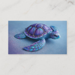 Tarjeta De Visita Fantasy Sea Turtle in Blue & Purple, Peaceful 