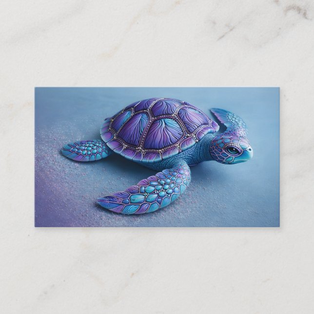 Tarjeta De Visita Fantasy Sea Turtle in Blue & Purple, Peaceful  (Anverso)