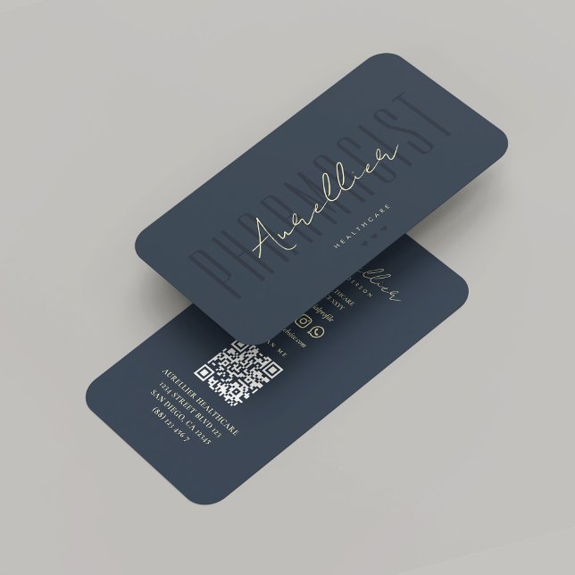 Tarjeta De Visita Farmacéutico moderno Profesional Sanitario Azul (Modern Pharmacist Healthcare Pharmacy Monogram Professional Blue Business Card
)