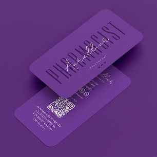 Tarjeta De Visita Farmacéutico Royal Purple Profesional Sanitario