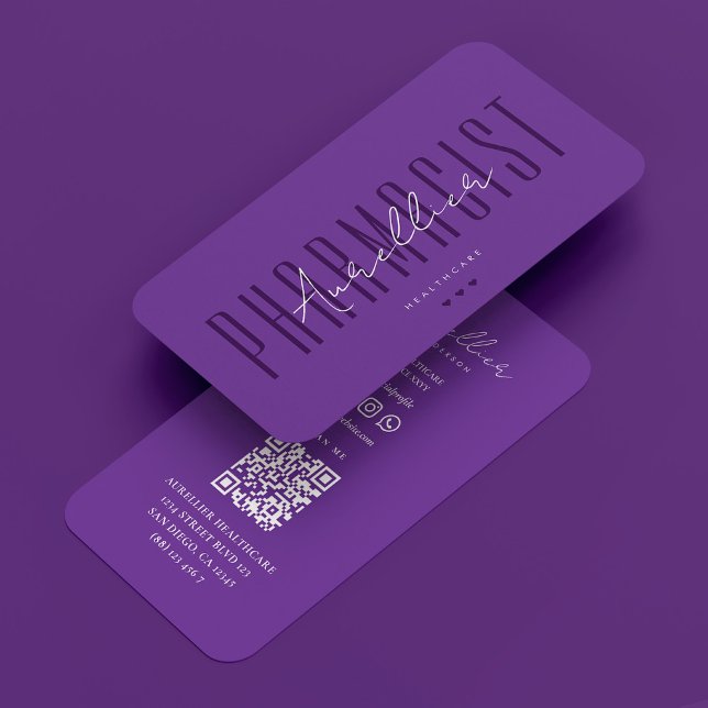 Tarjeta De Visita Farmacéutico Royal Purple Profesional Sanitario (Royal Purple Pharmacist Healthcare Professional Business Card
)