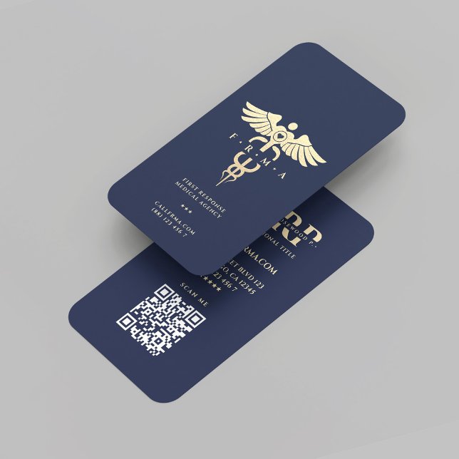 Tarjeta De Visita Farmacia del hospital médico moderno Oro azul oscu (Modern Medical Hospital Pharmacy Dark Blue Gold Business Card
)