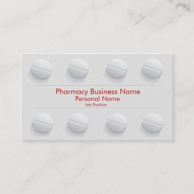 Tarjeta De Visita Farmacia del negocio del farmacéutico de la (Anverso)