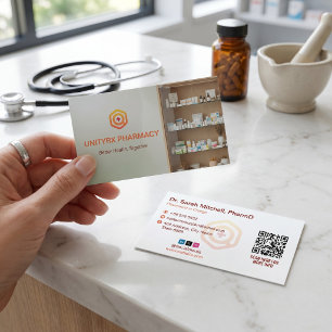 Tarjeta De Visita Farmacia Independiente   Luz Roja Minimalista