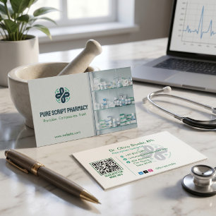 Tarjeta De Visita Farmacia Independiente   Luz Verde Moderna