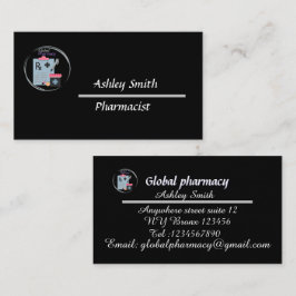 Tarjeta De Visita Farmacia minimalista elegante y negra