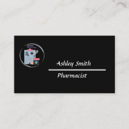 Tarjeta De Visita Farmacia minimalista elegante y negra