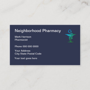 Tarjeta De Visita Farmacia y farmacéutico de la vecindad