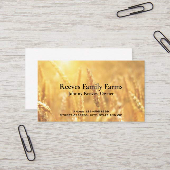 Tarjeta De Visita Farmer Wheat Farm Agricultural Business Cards (Anverso/Reverso In Situ)