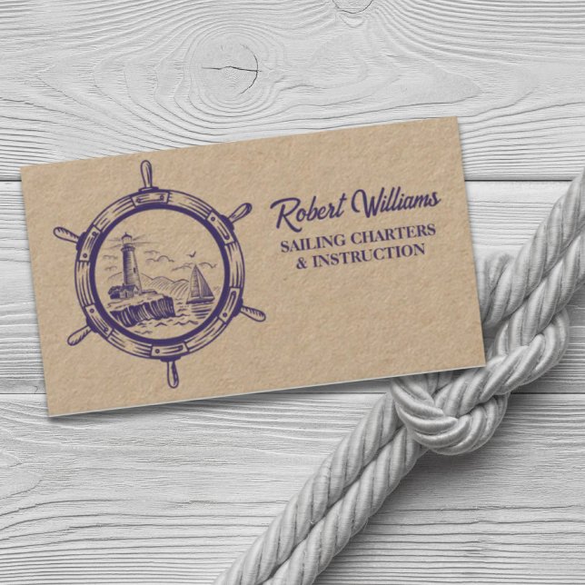 Tarjeta De Visita Faro de playa costero barco vela náutica (Coastal Beach Lighthouse Boating Sailing Nautical Business Card)