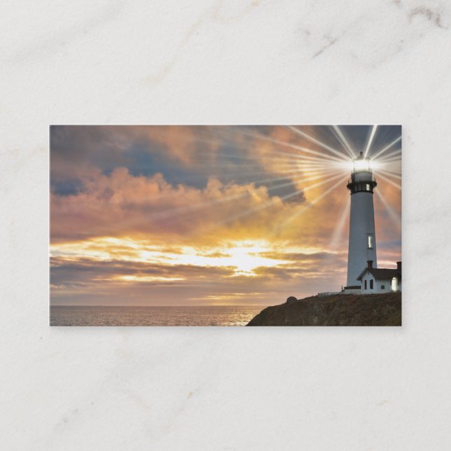 Tarjeta De Visita Faro en la puesta del sol (Anverso)