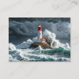 Tarjeta De Visita Faro Ocean Storm Majestic Wave poderosa
