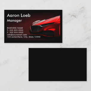 Tarjeta De Visita Faros de coche modernos rojos sobre fondo negro