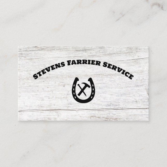 Tarjeta De Visita Farrier Horseshoe Service Wood (Anverso)