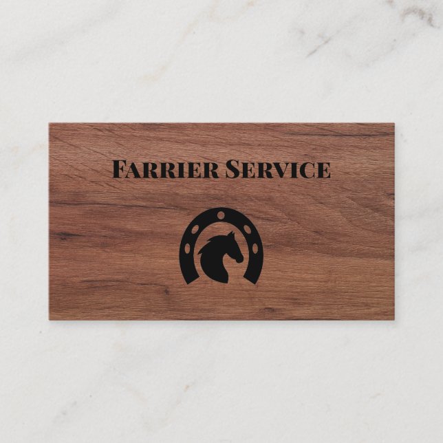 Tarjeta De Visita Farrier Horseshoe Service Wood (Anverso)