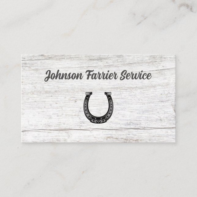 Tarjeta De Visita Farrier Horseshoe Service Wood (Anverso)