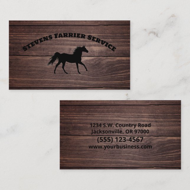 Tarjeta De Visita Farrier Horseshoe Service Wood (Anverso / Reverso)