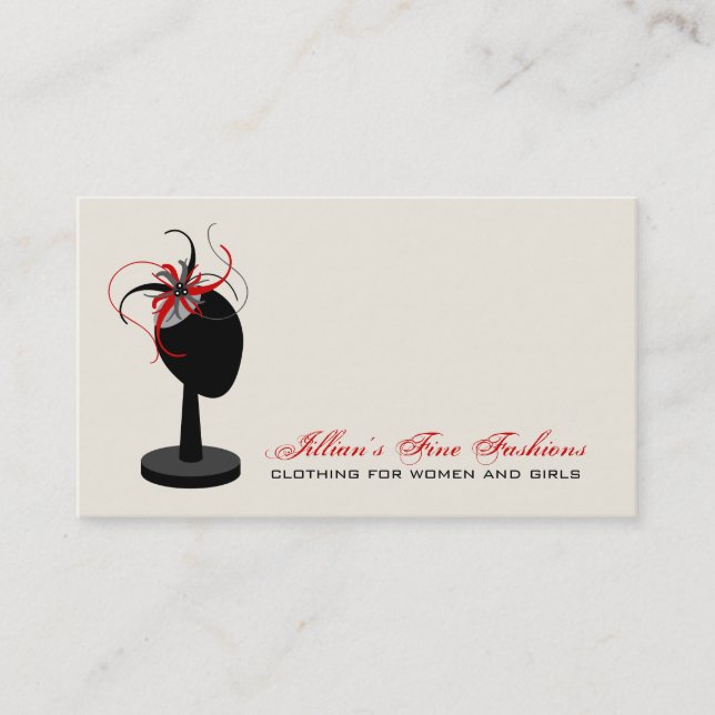Tarjeta De Visita Fascinator Gorra Stand Clothing Store Boutique (Anverso)