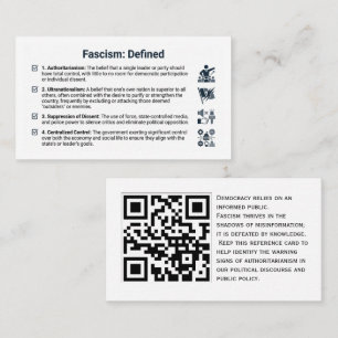 Tarjeta De Visita Fascismo Definido: Folleto Personalizado para Mani