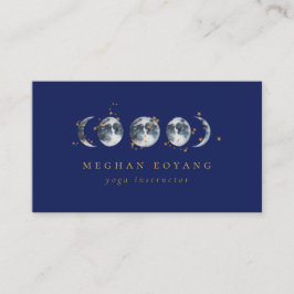 Tarjeta De Visita Fase Celestial Starry Moon| Azul marino