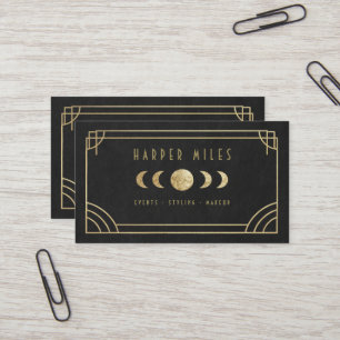Tarjeta De Visita Fase lunar del equinoccio negro y dorado