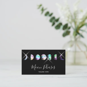 Tarjeta De Visita Fases Crystal Moon Holograph Celestial Mystical