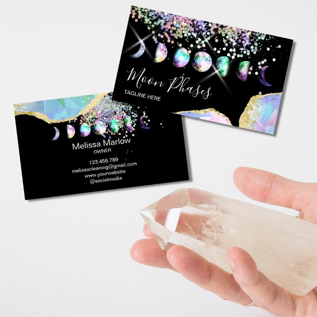 Tarjeta De Visita Fases Crystal Moon Holograph Celestial Mystical (Subido por el creador)
