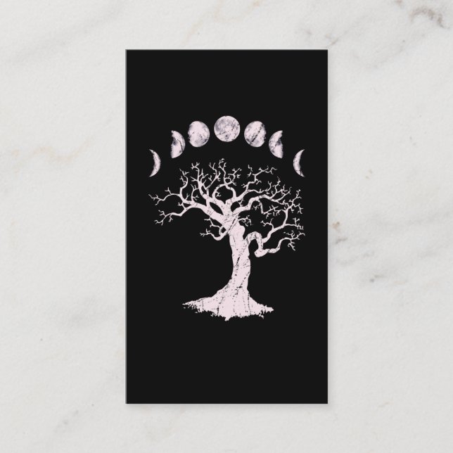 Tarjeta De Visita Fases de la Luna Árbol gótico (Anverso)