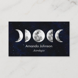 Tarjeta De Visita Fases de la Luna Astrología Yoga Holístico Saludo