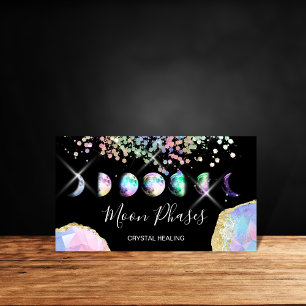 Tarjeta De Visita Fases de la luna Crystal Gem Healing Holograph Bus