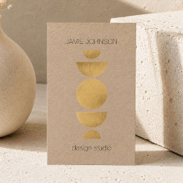 Tarjeta De Visita Fases lunares abstractas arte geométrico oro/Kraft