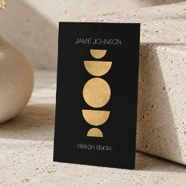 Tarjeta De Visita Fases lunares abstractas arte geométrico oro/negro