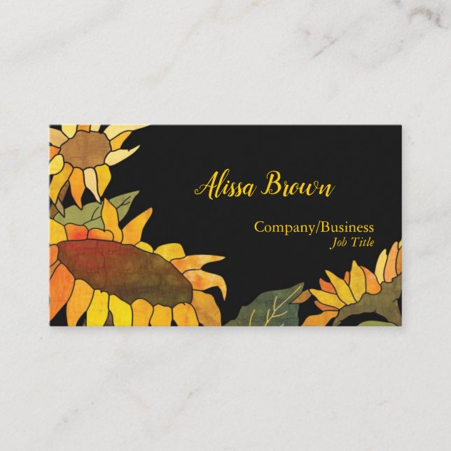Tarjeta De Visita Fashiable Sunflowers Professional (Anverso)