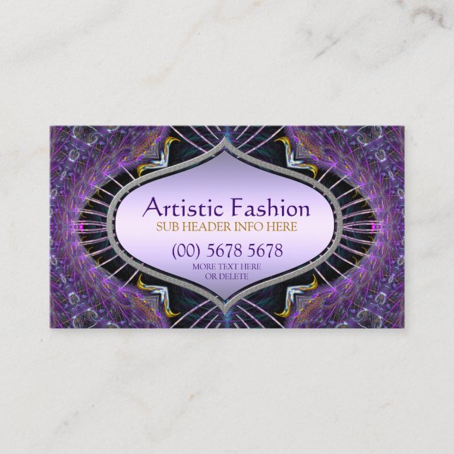 Tarjeta De Visita Fashion artístico Fractal Art Purple Business Card (Anverso)