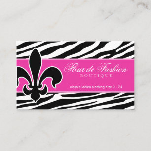Tarjeta De Visita Fashion Business Card Fleur de lis zebra rosa