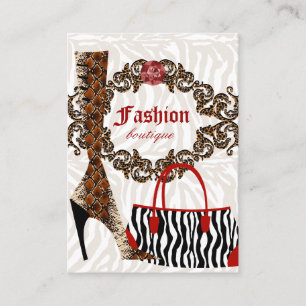 Tarjeta De Visita Fashion Business Card Handbag Boot Leather Zebra