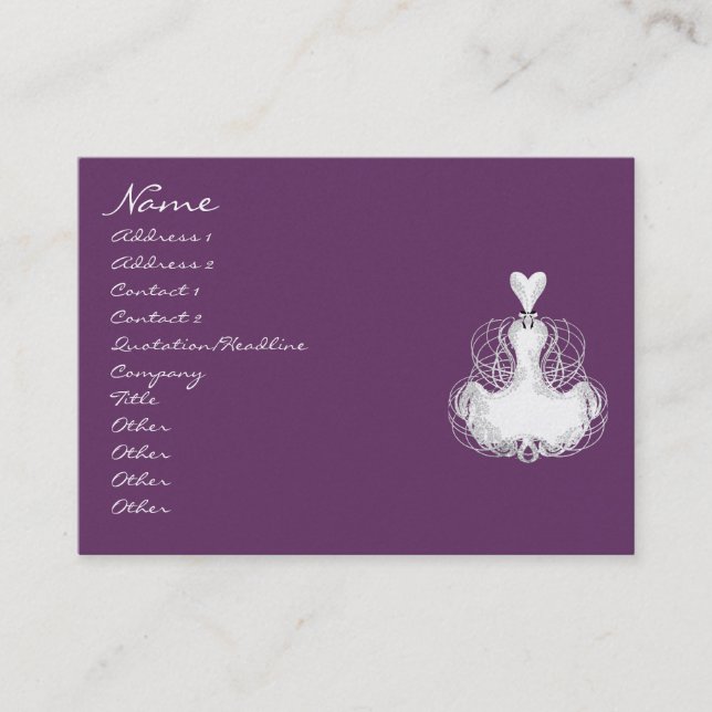 Tarjeta De Visita #Fashion #Diva - Cara blanca #Vestido (Anverso)