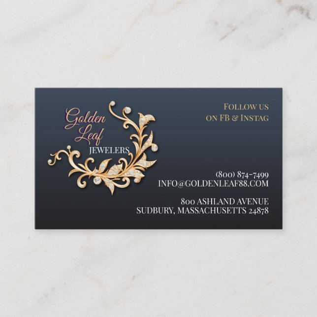 Tarjeta De Visita Fashion Fine Jewelry Business Card (Anverso)