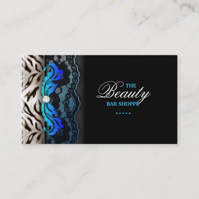 Tarjeta De Visita Fashion Jewelry Zebra Lace Blue Business Card (Anverso)