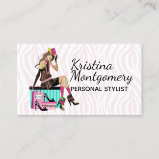 Tarjeta De Visita Fashion Stylist Shopper Gal Business Card